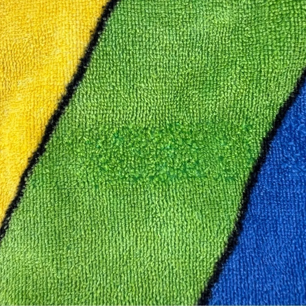 Vintage 80s TerriMondo Retro Rainbow Beach Towel 54 x 28.5 Cotton Israel FLAWS